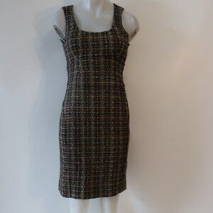 Womens Valentino Spa Black Bronze Virgin Wool Blend Sleeveless Sheath Dress 6